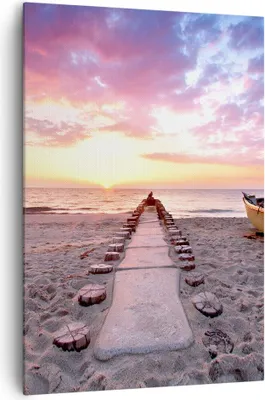 Produktbild von Bild auf Leinwand - Leinwandbild - Einteilig - Boot Strand Himmel - 70x100cm - Wand Bild - Wanddeko - Wandbilder - Leinwanddruck - Wanddekoration - Leinwand bilder - Wandbild - PA70x100-5064