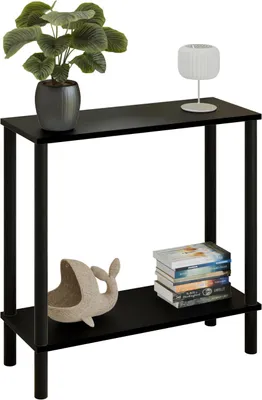 Zdjęcie produktu dla Konsola loft z półką 80x30x80 cm metalowa czarna do przedpokoju