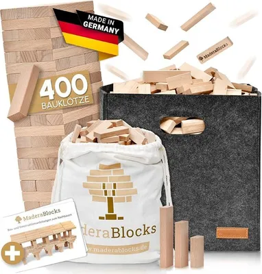 Produktbild von 400 Holzbausteine Natur + 1x Baumpflanzung, 100%  Ravensburg Bauklötze Natur Holz unbehandelt Kinder Konstruktions-Spielzeug, Motorik, Bausteine 2, 3, 4, 6 Jahre