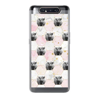 Produktbild von MuchoWow® Handyhülle Schutzhülle Hülle für Samsung Galaxy A80 Schottischer Highlander - Muster - Gold Silikon Softcase Handy Hülle - Schutzdeckel