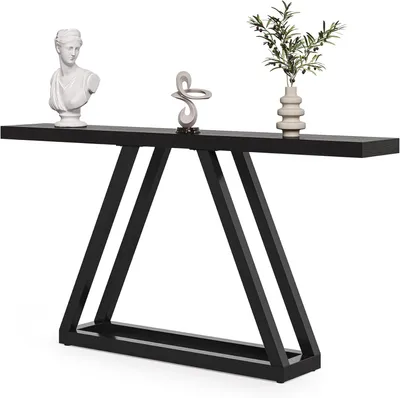 Image de Tribesigns Table console, 160 x 30 x 80cm, table d'appoint, table de couloir, table basse, table console d'entrée pour entrée, couloir, salon,Noir