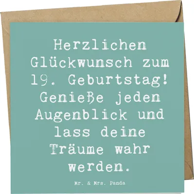 Produktbild von Mr. & Mrs. Panda Grußkarte Spruch 19. Geburtstag Freude - Meeresbrise - Geschenk, junge Erwachsene, Meilenstein, faltkarte, anlasskarte, Klappkarte, Wachstum, Alter