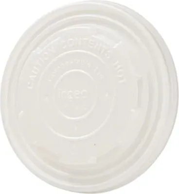 Image de Couvercles en C-PLA pour gobelets à soupe, diamètre 115 mm, 50 pièces.