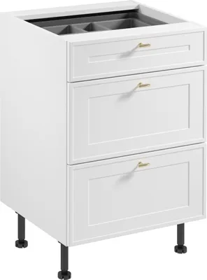Produktbild von Küchenunterschrank 60 cm mit 3 Schubladen küchenmöbel Küchenblock, Sorento D60S3 AX Weiß