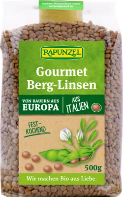 Produktbild von Rapunzel Gourmet Berg-Linsen braun 500 g, 500 g, Linsen, Deutschland, 304 kcal, 1280 kJ, 23,4 g