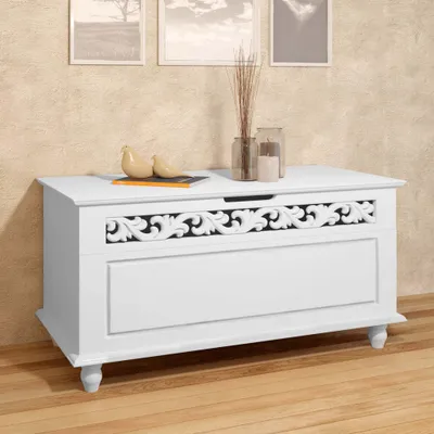 Produktbild von Casaa Holz Sideboard Aufbewahrungsbox mit Scharnierdeckel - 80 x 40 x 48cm - max. Belastbarkeit 100 kg