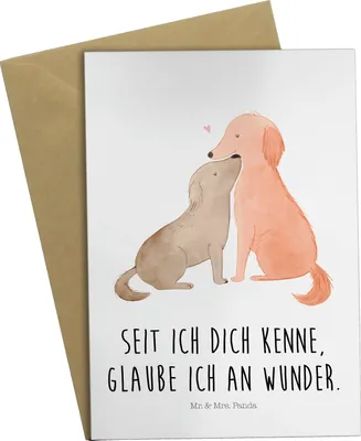 Produktbild von Mr. & Mrs. Panda babykarte Hunde Liebe - Weiß - Geschenk, osterkarte, einladungskarten, Wunder, Hund, Sprüche, osterkarten, hochzeitskarten, weihnachtskarten, Herz