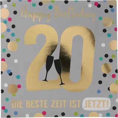 Produktbild von Depesche 11515-032 Zahlenkarte zum 20. Geburtstag mit Musik, veredelte Klappkarte mit originellem Innentext, inkl. Umschlag, Format 15,5 x 15,5 cm