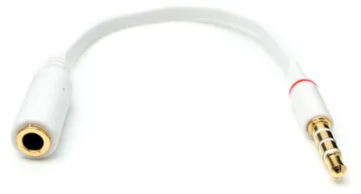Produktbild von SYSTEM-S Audio Kabel 15 cm Stereo AUX Klinke 3,5 mm Stecker zu Buchse flach in Weiß