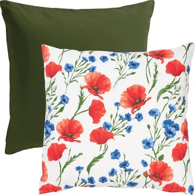 Produktbild von REDBEST Kissenhülle 2er-Pack dunkelgrün/Mohnblume 50x50 cm