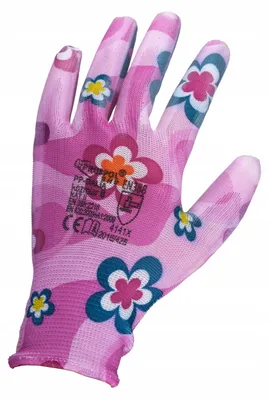 Produktbild von Profi Damen-Gartenhandschuhe Größe 7 Blumenmuster Polyurethan| Arbeitshandschuhe Schutzhandschuhe | Blumenmuster Floristinnen