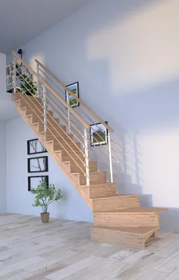 Obrázek produktu pro Dřevěné schodiště Lindos (dub) v 1/4 točitém provedení vlevo-100 cm-designové zábradlí dřevěné kulaté tyče-obě strany-s podstupnicemi