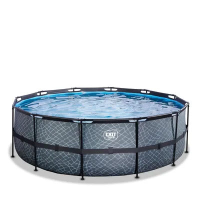 Produktbild von EXIT Stone Rahmenpool ø427, Aufstellpool, mit Sandfilteranlage, Rund, Grau
