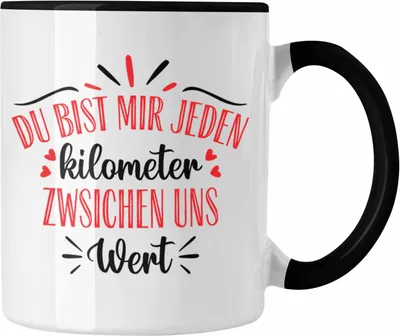Produktbild von Trendation -  Fernbeziehung Geschenk für Ihn Sie Tasse mit Spruch Valentinstag Geburtstag Geschenk Freund (Schwarz)