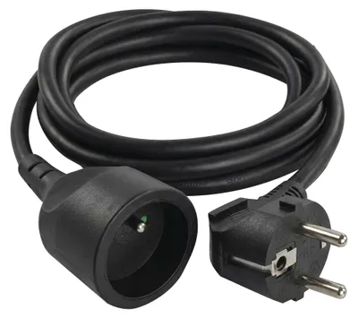 Prodlužovací kabel 1,5 m / 1 zásuvka / černý / PVC / 1 mm2