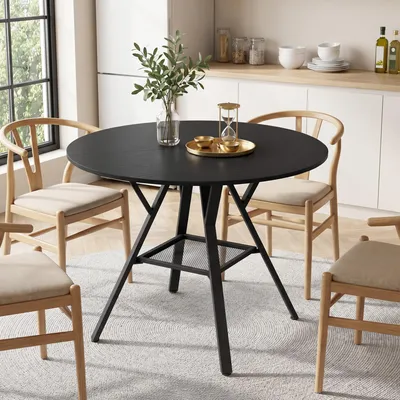 Produktbild von BEALIFE Runder Esstisch 100 cm Ø | Für Esszimmer, Balkon & kleine Wohnungen | Schwarz TB6710