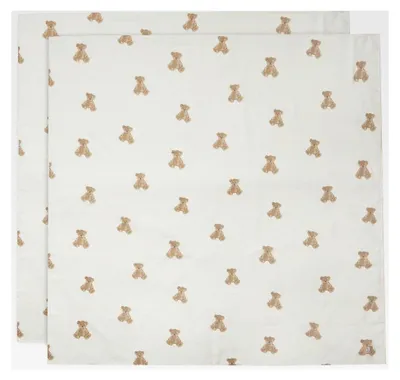 Produktbild von Spucktücher/Mundtücher hydrofiel Teddybär weiß 2er Pack (115x115 cm)