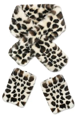 Obrázek produktu pro Omgoods – Zimní sada šál a rukavic pro ženy s leopardím vzorem