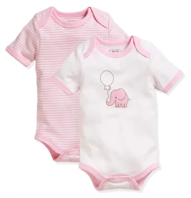 Immagine prodotto di Playshoes, body per neonati unisex, confezione multipla, rosa, manica corta, confezione da 2, motivo elefante