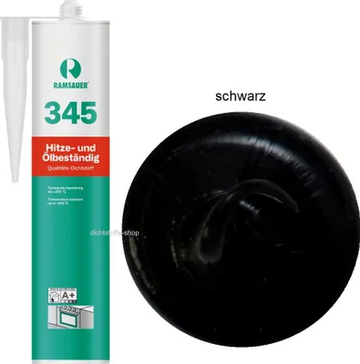 Produktbild von Ramsauer 345 Hitze-ÖL Beständig schwarz 1K Silikon Dichtstoff 290ml Kartusche