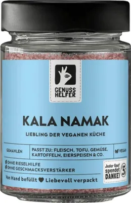Produktbild von Kala Namak Salz, gemahlen, schwarzes Salz ideal für veganes Ei, 145g im Glas