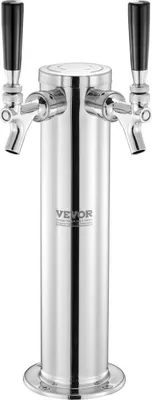 Produktbild von Dual Taps Draft Beer Tower Dispenser, Stainless Steel Keg Beer Tower, Kegerator Tower Kit with Pre-Assembled Tubing and Self-Closing Faucet Shanks for Party, Bar, Pub, Restaurant