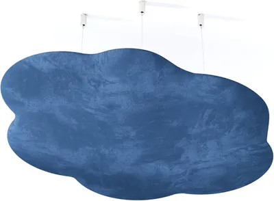 Immagine prodotto di Set di 4 pannelli acustici a soffitto in tessuto velluto | Pannelli acustici sospesi per il controllo dell'eco | Soluzione acustica (design a nuvola) per l'assorbimento del suono | [NUVOLLA | Blu]