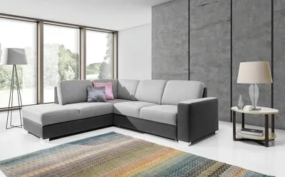 Produktbild von Ecksofa Sofa JUNES mit Schlaffunktion Grau / Hellgrau Ottomane Links
