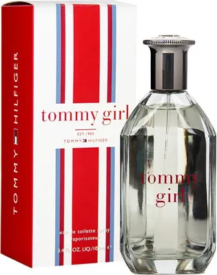 A bottle of Tommy Girl perfume and its packaging are displayed against a white background.