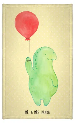 Produktbild von Mr. & Mrs. Panda Handtuch Schildkröte Luftballon - Gelb Pastell - Geschenk, Gästetuch, Mini-Handtuch, Jahrmarkt, Schildkröten, baumwolle, Motivation, Klein, Kleines