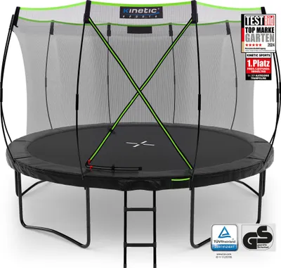 Produktbild von KINETIC SPORTS Trampolin Outdoor 'Ultimate Pro' Ø 244/305/366/427 cm – Rheinland Gartentrampolin, Kindertrampolin mit Leiter, bis zu 160 kg