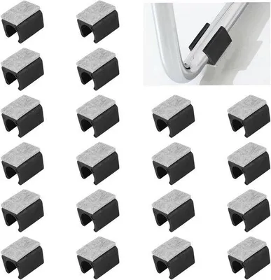 Produktbild von Famanu Stuhlbeinschoner Set von 20 Stück - U-förmig, mit Filzpolstern, rutschfest für runde Beine 15 mm