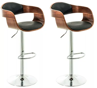 Produktbild von In And OutdoorMatch Luxus Barhocker Alana – Braun/Schwarz – Chrom – Modernes Design – 2er Set – Rückenlehne – Fußstütze – Für Küche und Bar – Gepolsterte Sitzfläche – Kunstleder