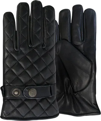 Produktbild von Herren Lederhandschuhe Lammnappa Handschuhe echtleder Steppmuster schwarz, Größe:8=M