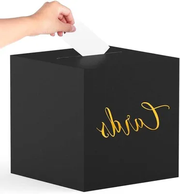 Image de Boîte à cartes noire pour mariages, anniversaires et autres célébrations, 22 cm