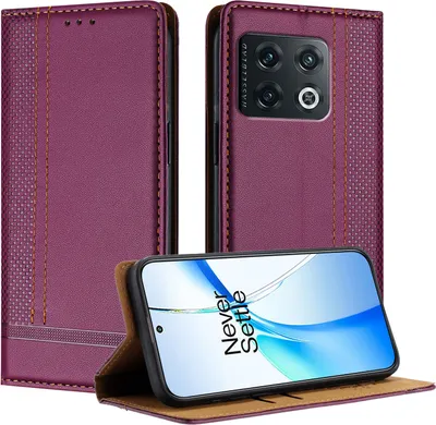 Obrázek produktu pro Pouzdro pro OnePlus 10 Pro kožené flipové pouzdro s funkcí stojánku Fialová