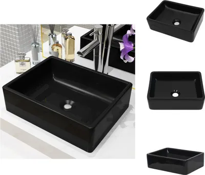 Immagine prodotto di vidaXL Lavabo in Vetroceramica rettangolare nero 41 x 30 x 12 cm - Lavabo da bagno