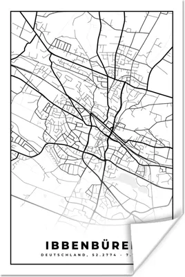 Produktbild von MuchoWow® Poster Karte - Ibbenbüren - Karte - Stadtplan 120x180 cm - Kunstposter