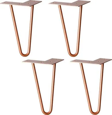 Produktbild von Vintage Haarspeldpoten-Set 4-teilig, 12 x 12 x 20 cm, Stahl, Messing, schräge Poten