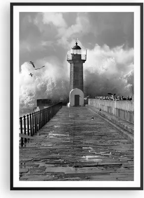 Produktbild von Gerahmtes Poster - Schwarzer Rahmen - Laterne Meer Portugal - 70x100 cm - Wand Bild - Wanddeko - Wandbilder - Kunstposter - Wandposter - Bilderrahmen - Bilder - Kunstdruck - P2BPA70x100-4913