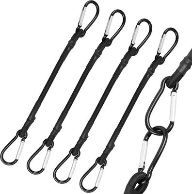 Produktbild von 4 Stück Spanngummis mit Karabinerhaken, 30 cm lang und 8 mm dick, für Camping und Transport