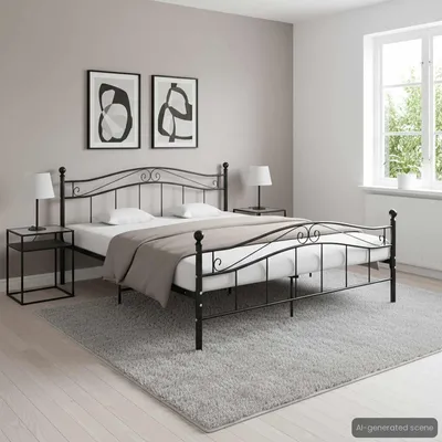 Productafbeelding van Maison Exclusive - Bed, zwart metaal, 160x200 cm