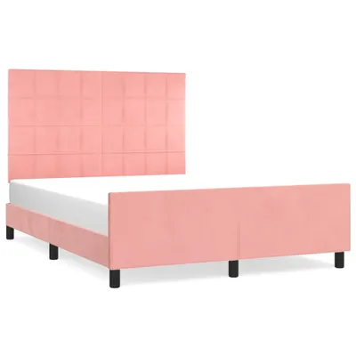 Image de vidaXL Sommier avec tête de lit rose 140x190 cm velours