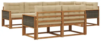 Immagine prodotto di vidaXL Set di divani da esterno, 8 pezzi, colore naturale e beige
