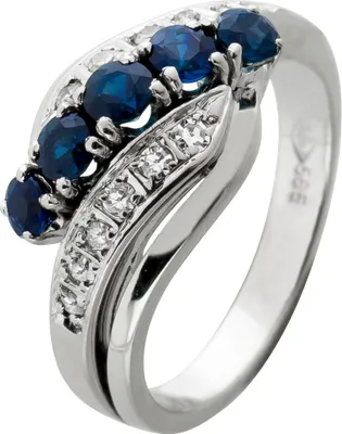 Produktbild von Saphir Ring Weißgold 585 14K Diamanten Antikschmuck 17