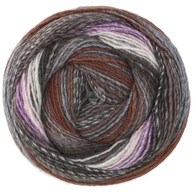 Produktbild von Lana Grossa GOMITOLO MODO 200 g Dochtgarn mit Farbverlauf 700 m Farbe 627 - Dunkelgrau/Violett/Mittel-/Hellgrau/Rohweiß/Dunkelbraun/…