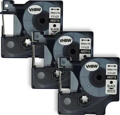 Produktbild von vhbw 3x Schriftband-Kassette Ersatz für Dymo D1, 53713 für Etiketten-Drucker 7m x 24mm Schwarz auf Weiß