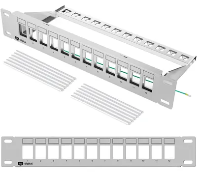 Produktbild von hb-digital Patchfeld 10 zoll 12-Port für Keystone Module grau 1HE