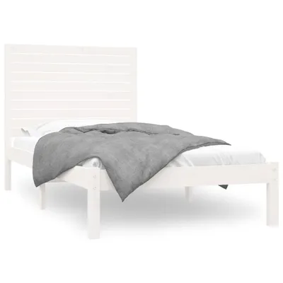 Image de vidaXL Lit en bois massif blanc 90x200 cm