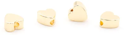 Produktbild von Vintageparts Herzperlen Messing 18k Gold 5 mm, 4 Stück